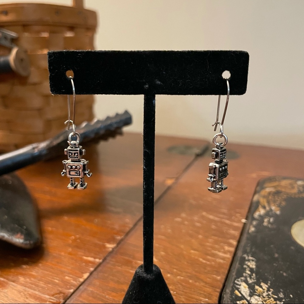New! Handmade 'Recaptcha This' Robot dangle earrings